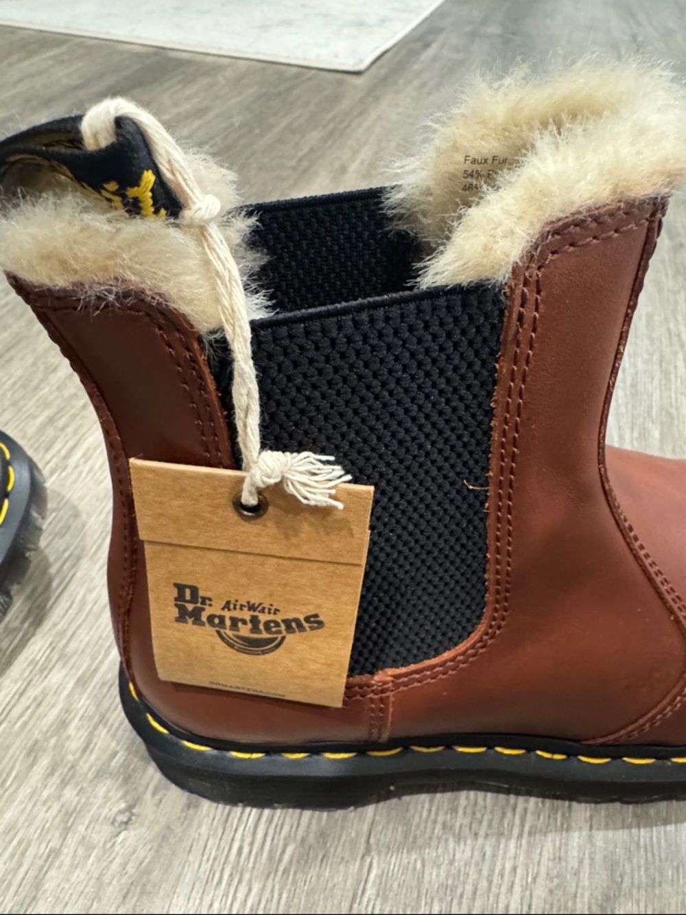 Dr. Martens Brown Leather Fur-Trim Leonore Boots - Picture 6 of 6